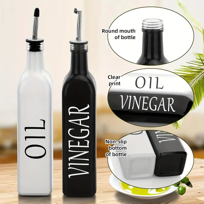 2-er Set Öl- & Essig-Dispenser (500ml) mit Edelstahl-Verschluss, inkl. Trichter – modernes Küchenaccessoire
