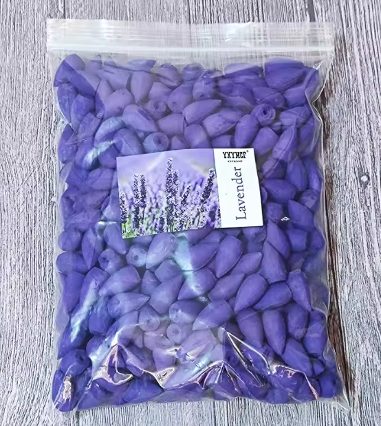 100g Natürliche Rückfluss-Räucherkegel – Sandelholz, Lavendel & mehr (ca. 60 Stück)